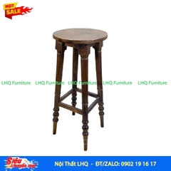 Ghế Đôn Quầy Bar Vintage – Cao 70cm, Mặt Tròn 30, Gỗ Tự Nhiên