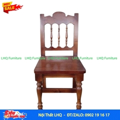 Ghế Cafe Vintage – Mặt Cao 35cm, 2 Chân Trước Tiện, Tựa Lưng 3 Thanh Tròn Tiện
