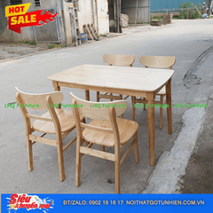 Bộ bàn ăn gỗ 1m2 4 ghế Mango mặt gỗ – Nguyên bản tự nhiên, bền đẹp, tinh tế