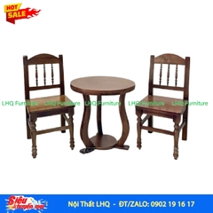 Bộ 2 Ghế Vintage Cao 35cm + Bàn 50cm – Chân Cong, Chân Thẳng Hay Chân Vuông