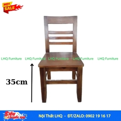 Ghế Gỗ Thấp Có Lưng Tựa – Cao 35cm, 3 Thanh Nhỏ 1 Thanh Lớn, Đơn Giản Mà Chắc