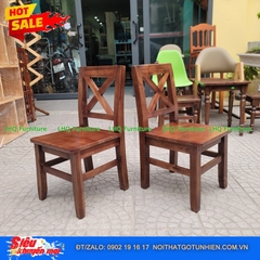 Ghế Cafe Phong Cách Vintage Gỗ Tự Nhiên Lưng Chữ X – Điểm Nhấn Sang Trọng