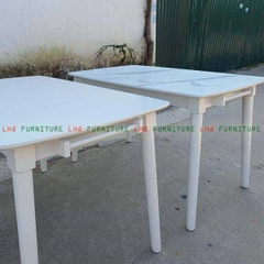 Bộ bàn 1,2m giả đá 4 ghế Cabin trắng vân mây – Mặt đá sang trọng, ghế nệm êm ái