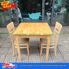 Bàn Vuông 80cm + 2 Ghế Cabin – Màu Trắng & Tự Nhiên – Giá chỉ 1.550.000đ