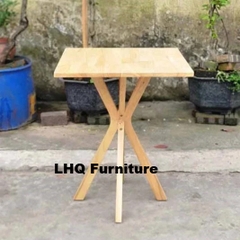 Bộ bàn 4 ghế Cabin bàn chân chụm tròn 60cm – Màu gỗ tự nhiên – Ghế nệm êm ái