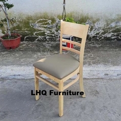 Bộ bàn 4 ghế Cabin bàn chân chụm tròn 60cm – Màu gỗ tự nhiên – Ghế nệm êm ái