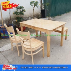 Bộ bàn ăn 1m2 gỗ 2 ghế Cabin 1 ghế bench – Sự kết hợp độc đáo, tiết kiệm diện tích