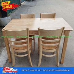 Bộ bàn ăn 4 ghế Cabin ghế mặt gỗ – Bàn gỗ cao su tự nhiên, thiết kế hiện đại