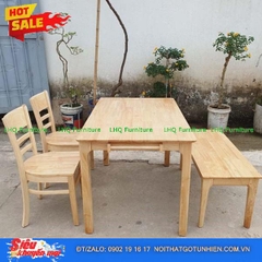 Bộ bàn ăn 1m2 gỗ 2 ghế Cabin 1 ghế bench – Sự kết hợp độc đáo, tiết kiệm diện tích