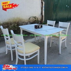 Bộ bàn ăn 4 ghế Cabin mặt giả đá trắng – Giá rẻ, sang trọng, bền đẹp
