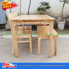 Bộ bàn ăn 1m2 gỗ 2 ghế Cabin 1 ghế bench – Sự kết hợp độc đáo, tiết kiệm diện tích