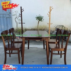 Bộ bàn ăn 1m2 gỗ 4 ghế Panda – Màu Walnut và màu tự nhiên