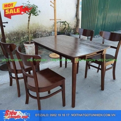 Bộ bàn ăn 1m2 gỗ 4 ghế Panda – Màu Walnut và màu tự nhiên