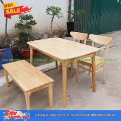 Bộ bàn 1m2 2 ghế Panda + 1 bench mặt gỗ – Giải pháp cho không gian nhỏ