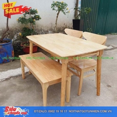 Bộ bàn 1m2 2 ghế Panda + 1 bench mặt gỗ – Giải pháp cho không gian nhỏ