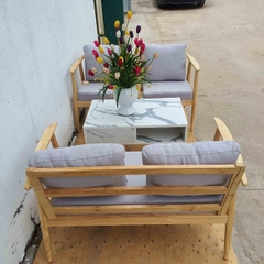 Bộ bàn Ghế Sofa Tay Cong LHQ, Gỗ Cao Su, Tháo Ráp Nhanh