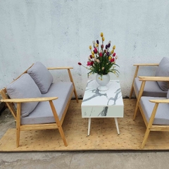 Bộ bàn Ghế Sofa Tay Cong LHQ, Gỗ Cao Su, Tháo Ráp Nhanh