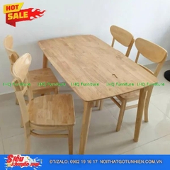 Bộ bàn ăn 1m2 gỗ 4 ghế Panda – Màu Walnut và màu tự nhiên
