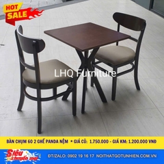 Bàn Chụm 60cm + 2 Ghế Panda Nệm – Tự Nhiên & Walnut – Giá sốc chỉ 1.200.000đ