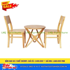Bộ Bàn Tròn 60cm 2 Ghế Cherry – Nhỏ Gọn, Sang Trọng – Giảm sốc còn 1.680.000đ
