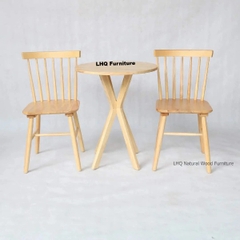 Bộ Bàn Ăn Chân Chụm Tròn 60 + 2 Ghế 7 Nan – Gỗ Tự Nhiên, Chắc Chắn – LHQ Furniture