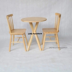 Bộ Bàn Ăn Chân Chụm Tròn 60 + 2 Ghế 7 Nan – Gỗ Tự Nhiên, Chắc Chắn – LHQ Furniture