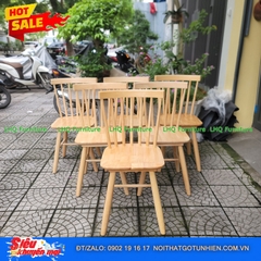 Bộ bàn ăn 4 ghế 7 nan mặt giả đá 1m2 – Gỗ cao su tự nhiên – Nội Thất LHQ