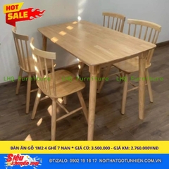 Bộ bàn ăn 4 ghế song tiện – 100% gỗ cao su tự nhiên – 3 màu lựa chọn: trắng, tự nhiên, walnut – Nội Thất LHQ