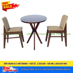 Bàn Chụm 60cm Mặt Tròn + 2 Ghế Obama – Màu Tự Nhiên & Walnut – Giá chỉ 1.660.000đ