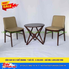Bàn Chân Sao 60cm + 2 Ghế Obama – Bàn Ăn Nhỏ Gọn, Bàn Cafe Sang Trọng