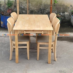 Bộ bàn ăn chân vuông 1m2 4 ghế Cabin Butter mặt nệm – Gỗ cao su tự nhiên, sang trọng