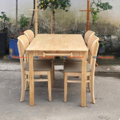 Bộ bàn ăn chân vuông 1m2 4 ghế Cabin Butter mặt nệm – Gỗ cao su tự nhiên, sang trọng