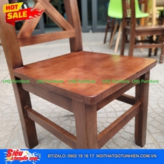 Ghế Cafe Phong Cách Vintage Gỗ Tự Nhiên Lưng Chữ X – Điểm Nhấn Sang Trọng