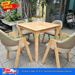 Bộ bàn ăn 4 ghế chữ A bàn vuông 80cm – Gỗ tự nhiên, thiết kế độc đáo cho không gian nhỏ