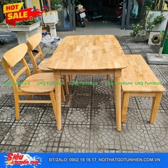 Bộ bàn ăn 1m2 1 ghế bench 2 ghế Mango mặt gỗ – Kết hợp độc đáo, tiết kiệm diện tích