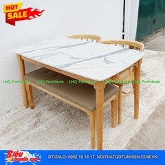 Bộ bàn ăn 1m2 2 ghế 9 nan 1 bench – Kết hợp độc đáo, tiết kiệm diện tích cho mọi nhà