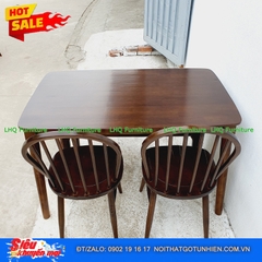 Bộ bàn ăn chân tròn 1m2 2 ghế 6 nan 1 bench – Kết hợp độc đáo, tiết kiệm diện tích
