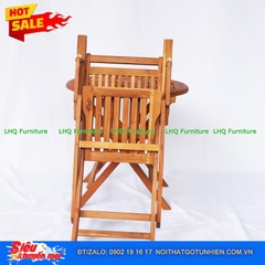 Bộ Bàn Cafe Xếp Gọn Xuất Khẩu – Bàn Tròn 60 Cao 73cm, Ghế Xếp Có Tay Vịn