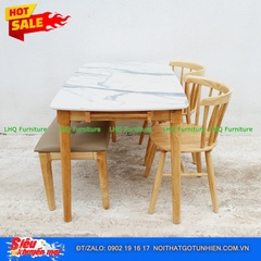 Bộ bàn ăn 1m2 2 ghế 9 nan 1 bench – Kết hợp độc đáo, tiết kiệm diện tích cho mọi nhà