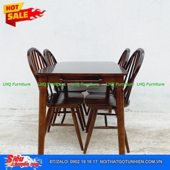 Bộ bàn ăn 1m2 4 ghế 6 nan màu walnut – Sang trọng, thoáng mát, tinh tế cho phòng ăn