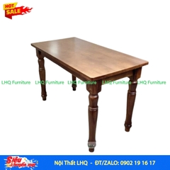 Bàn Vintage Mặt Chữ Nhật – 4 Chân Tiện, Kích Thước Lớn, Dành Cho Quán Rộng Rãi