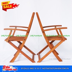 Bộ Bàn Cafe Xếp Gọn Xuất Khẩu – Bàn Tròn 60 Cao 73cm, Ghế Xếp Có Tay Vịn