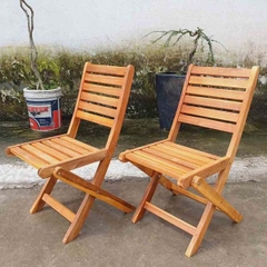Ghế cafe Xếp gọn, Nan ngang, Gỗ tràm tự nhiên, Giá rẻ