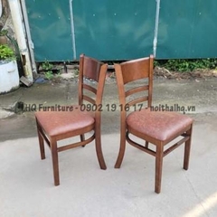 Bộ bàn 4 ghế Cabin bàn 2 tầng vuông 60cm – Màu nâu óc chó – Gỗ cao su tự nhiên