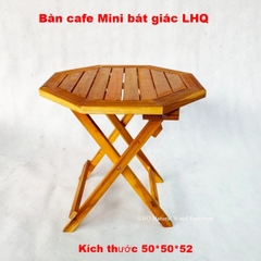 Bàn cafe vỉa hè, Mặt bát giác, Gỗ tràm, Xếp gọn dễ, Giá rẻ