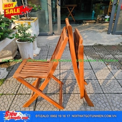 Bộ Bàn Ghế Cafe Xếp Gọn Xuất Khẩu – Gỗ Bạch Đàn Bàn 60x60x73 Ghế Có Cổ