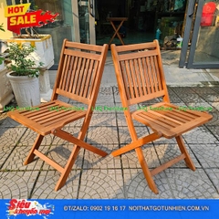 Bộ Bàn Ghế Cafe Xếp Gọn Xuất Khẩu – Gỗ Bạch Đàn Bàn 60x60x73 Ghế Có Cổ