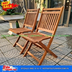 Bộ Bàn Ghế Cafe Xếp Gọn Xuất Khẩu – Gỗ Bạch Đàn Bàn 60x60x73 Ghế Có Cổ