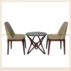 Bộ Bàn Chân Sao Mặt Tròn 60 (Cao 53cm) + 2 Ghế Grace – Màu Walnut – Bàn Cafe, Bàn Trà Sân Vườn