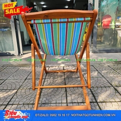 Ghế võng vải kẻ sọc xanh – Khung gỗ tràm tự nhiên, 3 nấc điều chỉnh lưng, xếp gọn, giá rẻ tại Nội Thất LHQ